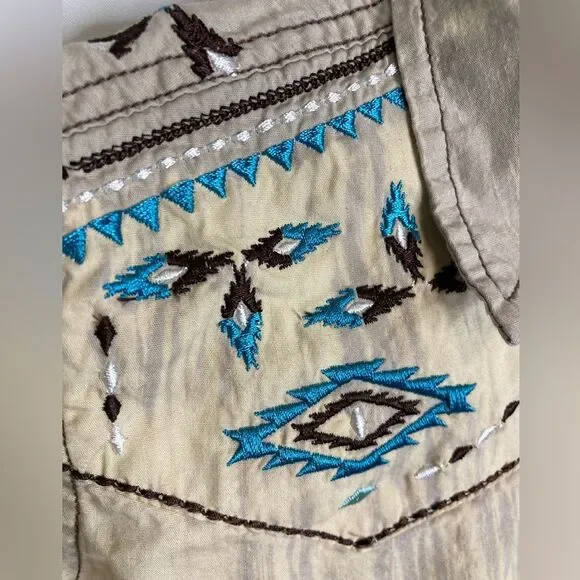 Cowgirl Hardware Shirt Small Turquoise Blue Pearl Snap Western Rodeo Embroidered - Picture 4 of 10